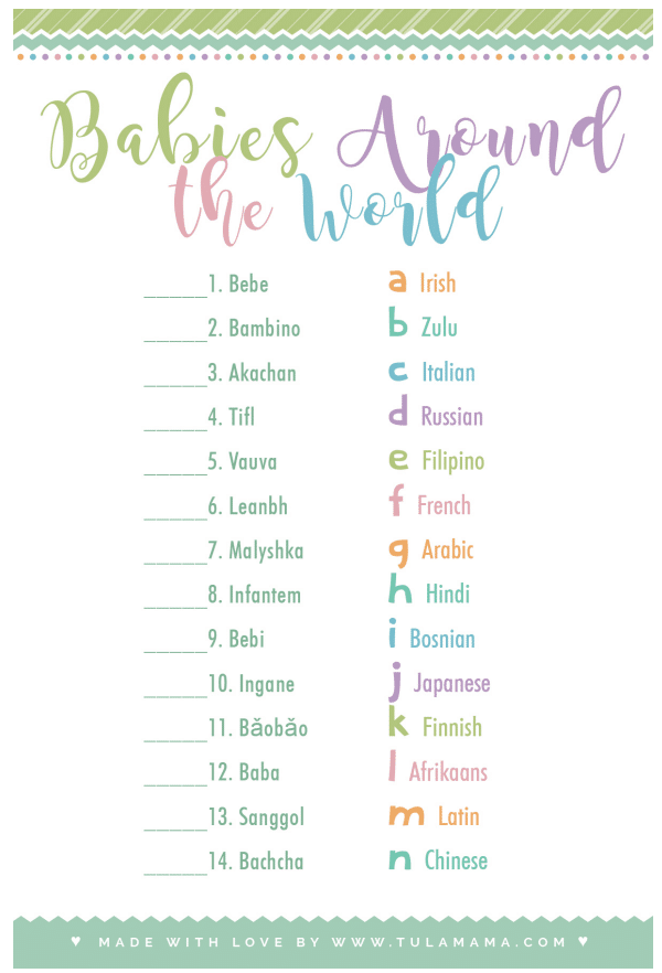 Travel Baby Shower Game Around The World Printable | Instant download