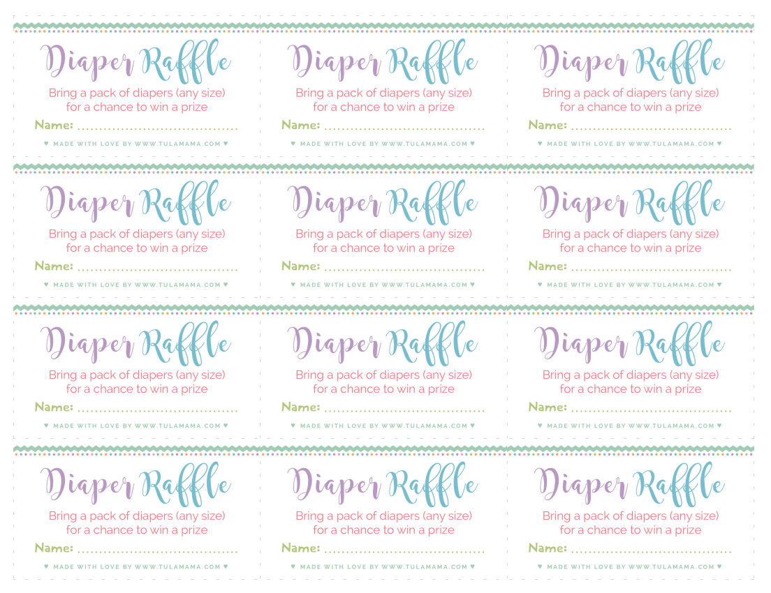 Free, Easy To Print Diaper Raffle Tickets - Tulamama