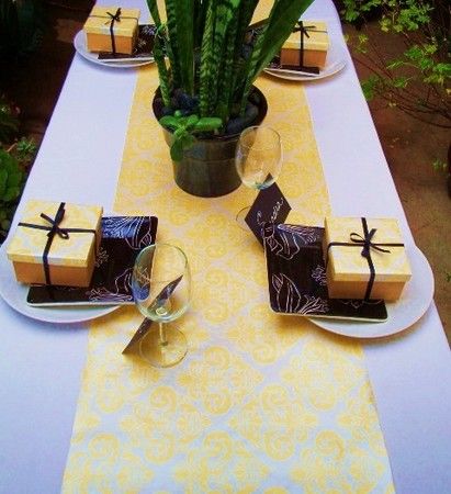 wrapping paper as a table runner