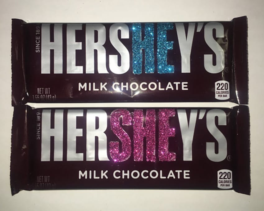 gender reveal hersheys bars
