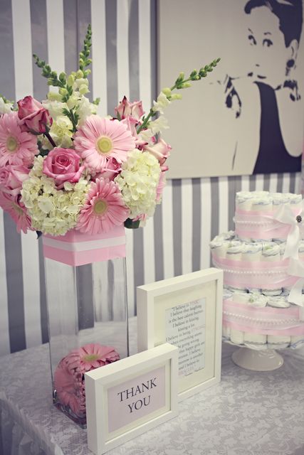 pink baby shower flowers