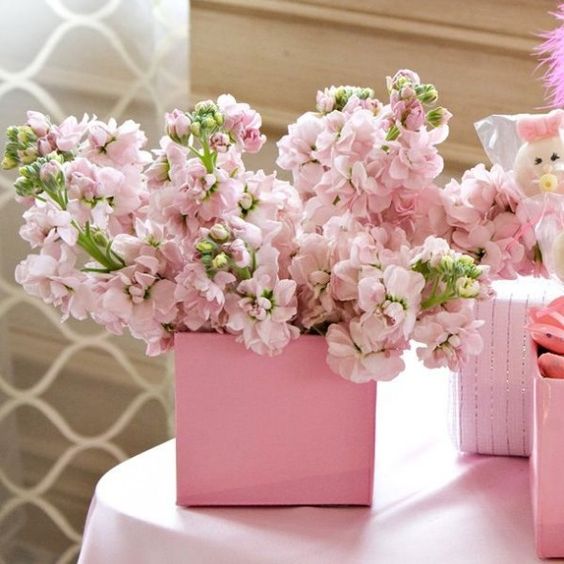 pink flowers for baby shower