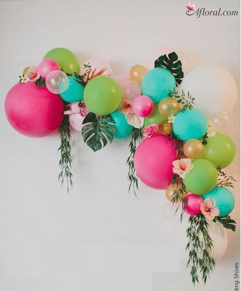 flowers and balloons for baby shower