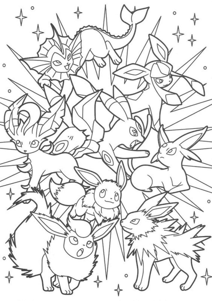 Eevee Evolution Coloring Pages Free Printable Templates