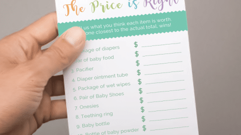 Price Is Right Baby shower Game Free Printable