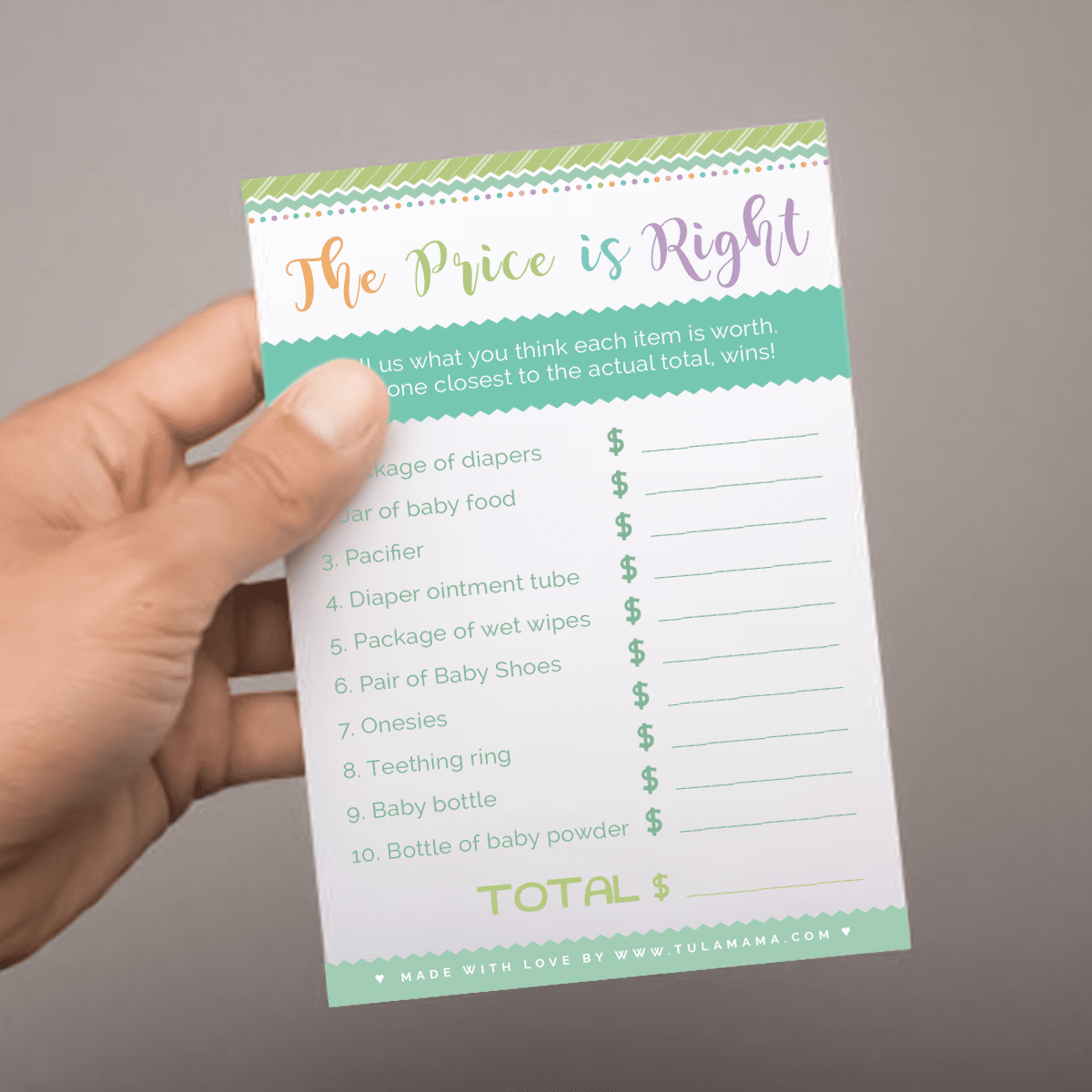 The Easiest Price Is Right Baby Shower Game Template Tulamama