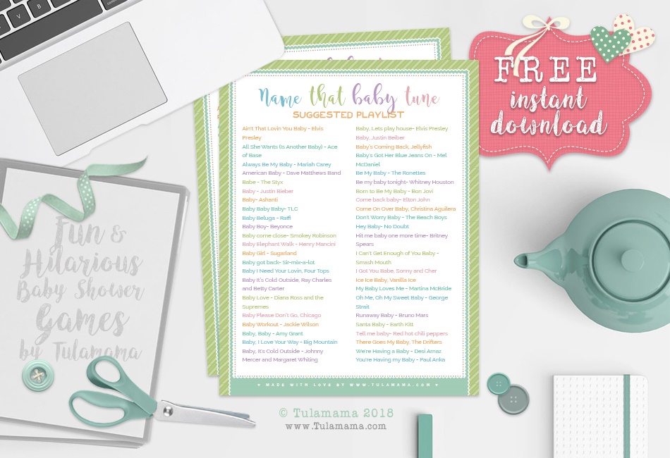 Music Match Printable Baby Shower Game Lyric Song Digital 