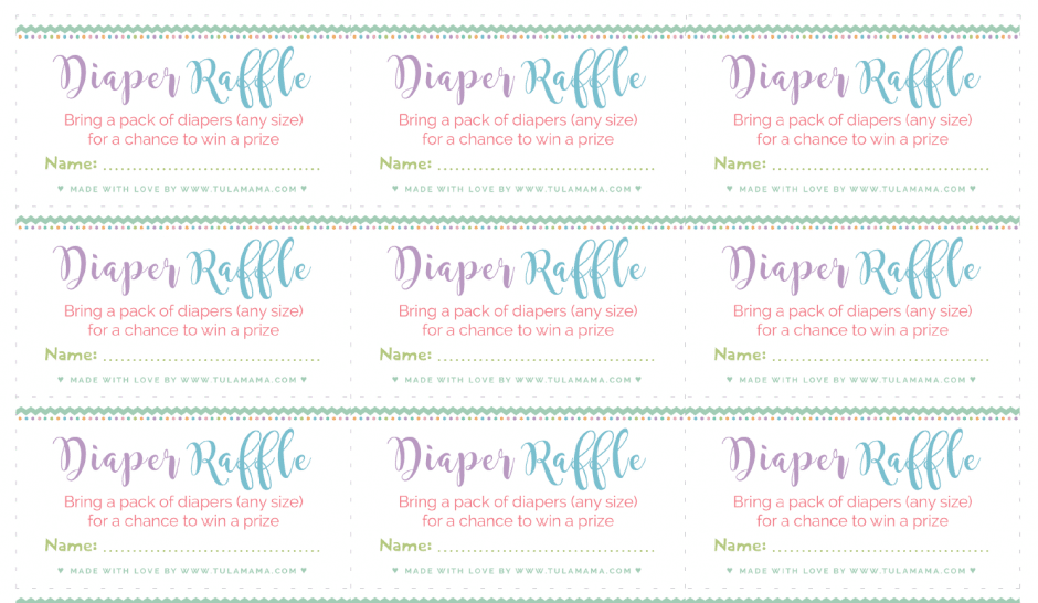 Diaper raffle tickets