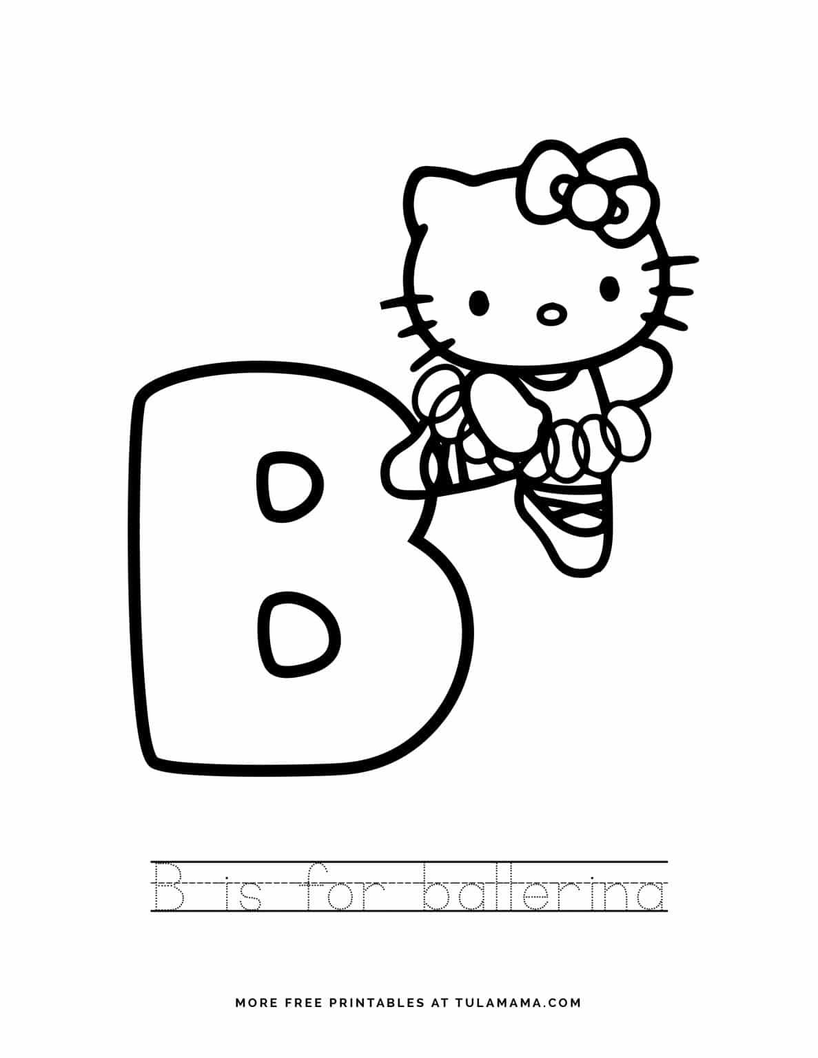 free printable hello kitty tracing letters worksheets tulamama