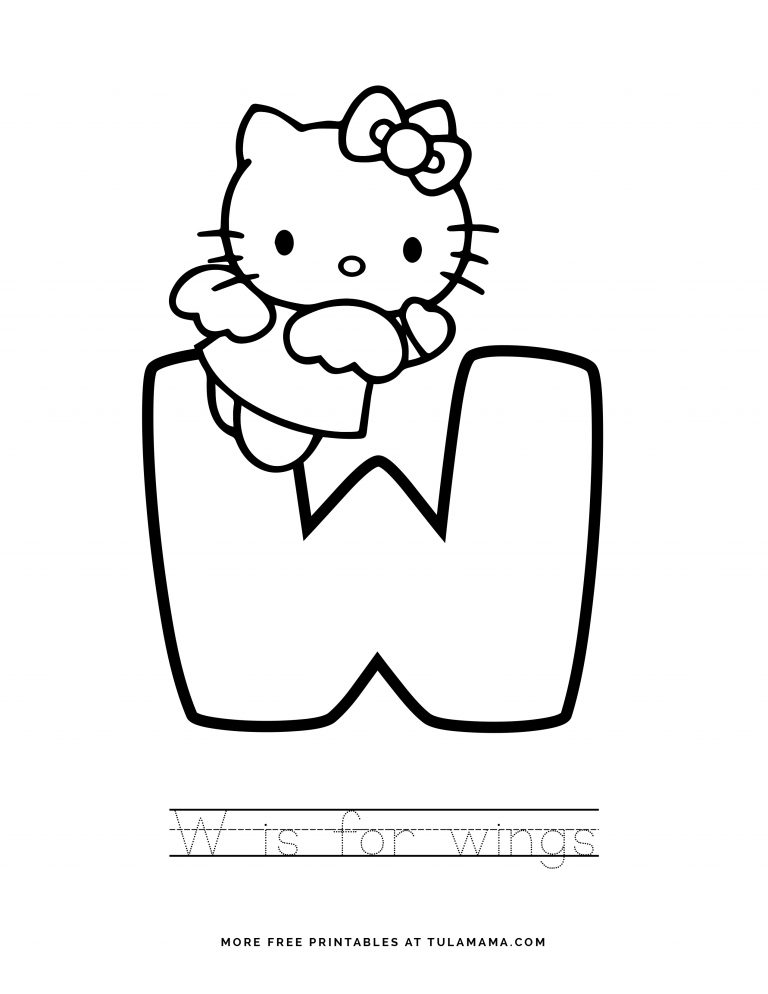 free printable hello kitty tracing letters worksheets