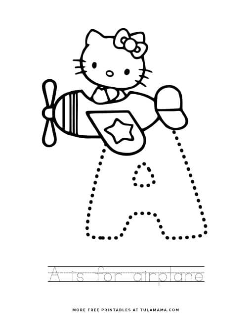 free printable hello kitty tracing letters worksheets