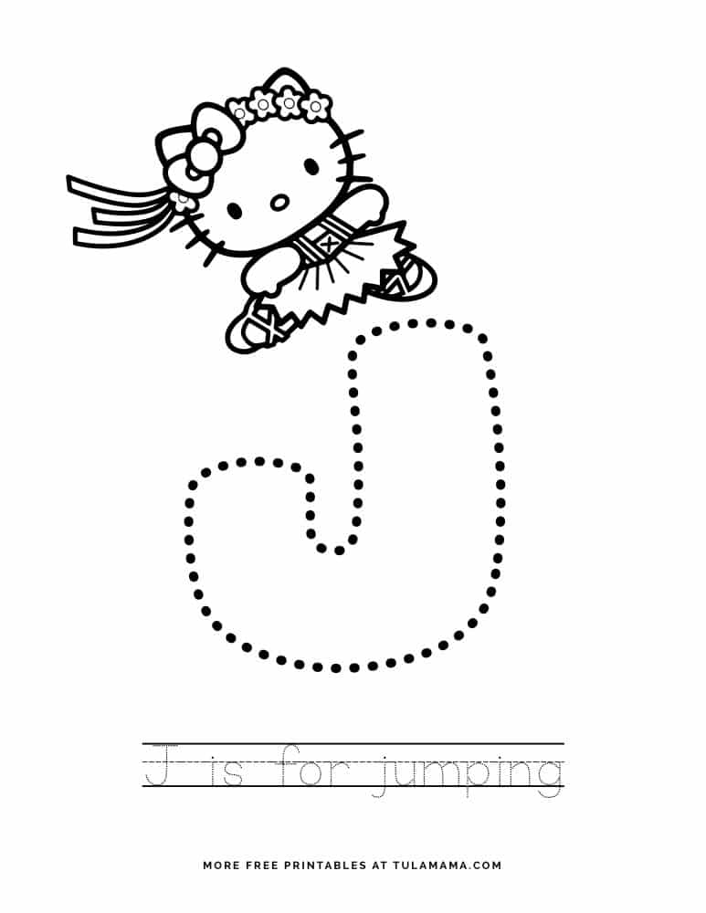 free printable hello kitty tracing letters worksheets tulamama