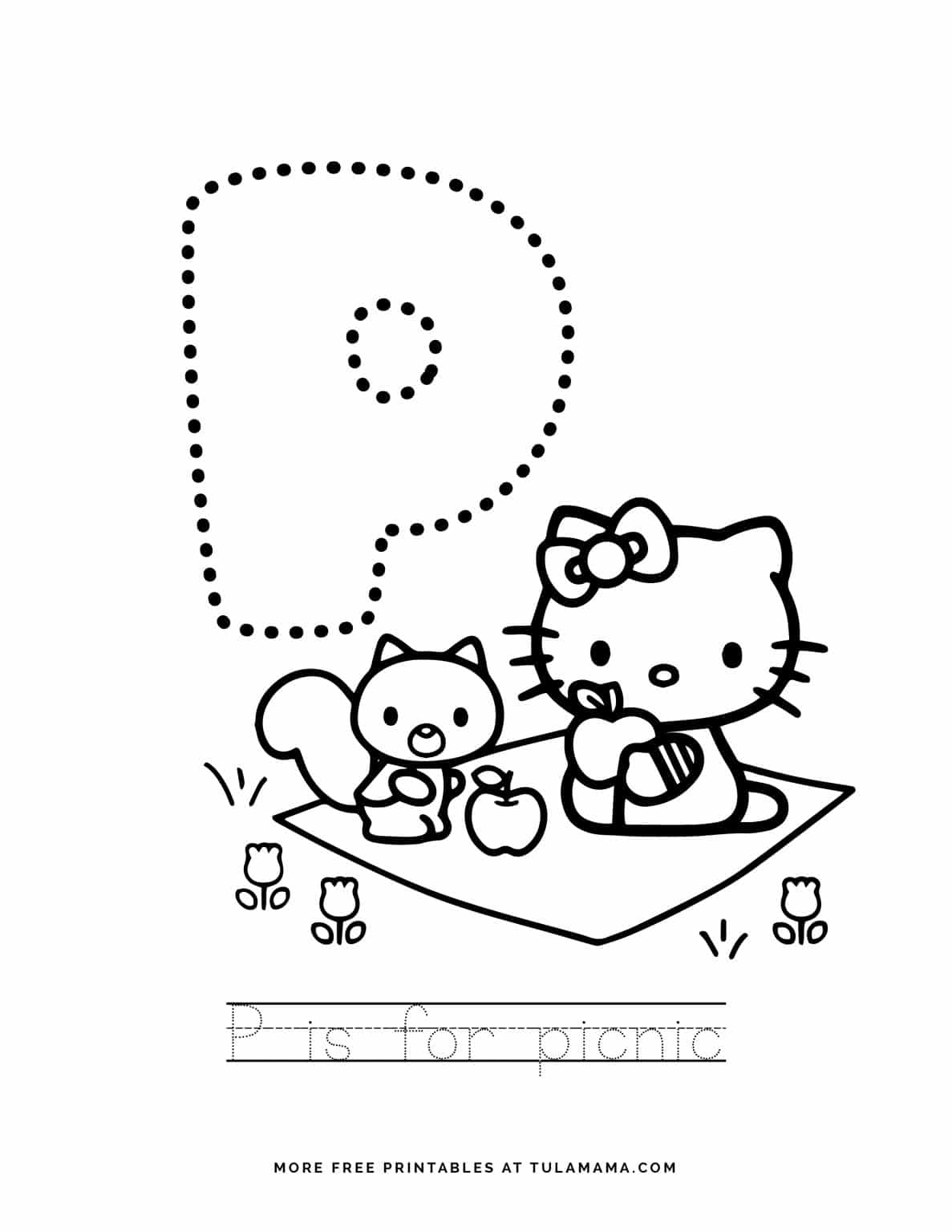 free printable hello kitty tracing letters worksheets tulamama