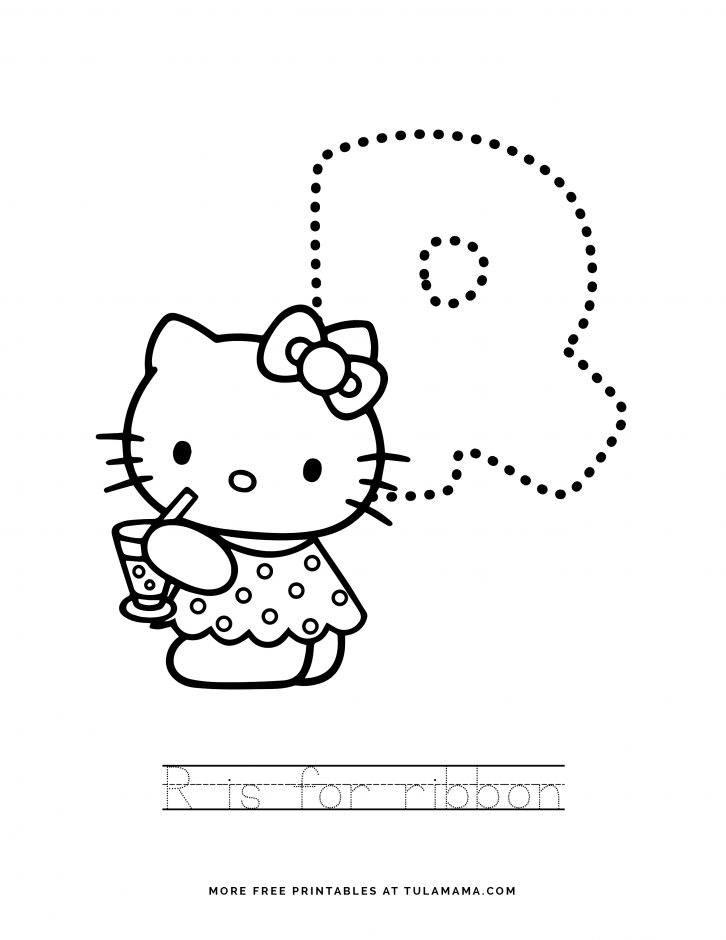 free printable hello kitty tracing letters worksheets