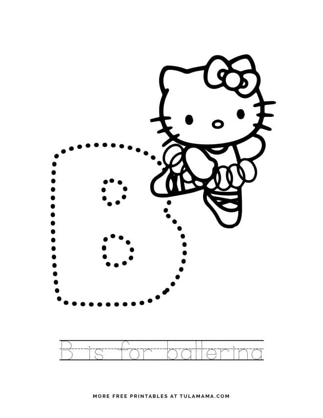 free printable hello kitty tracing letters worksheets