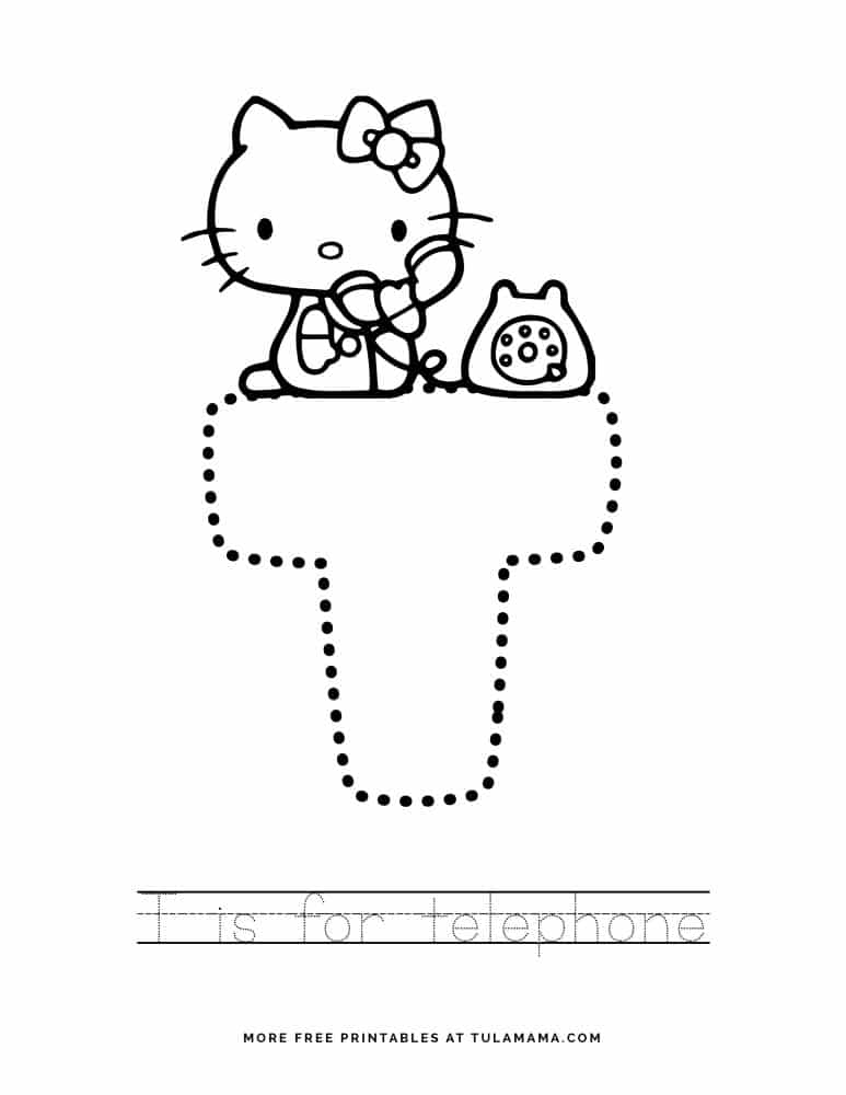 free printable hello kitty tracing letters worksheets