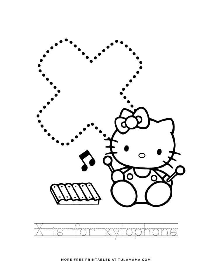 free printable hello kitty tracing letters worksheets tulamama