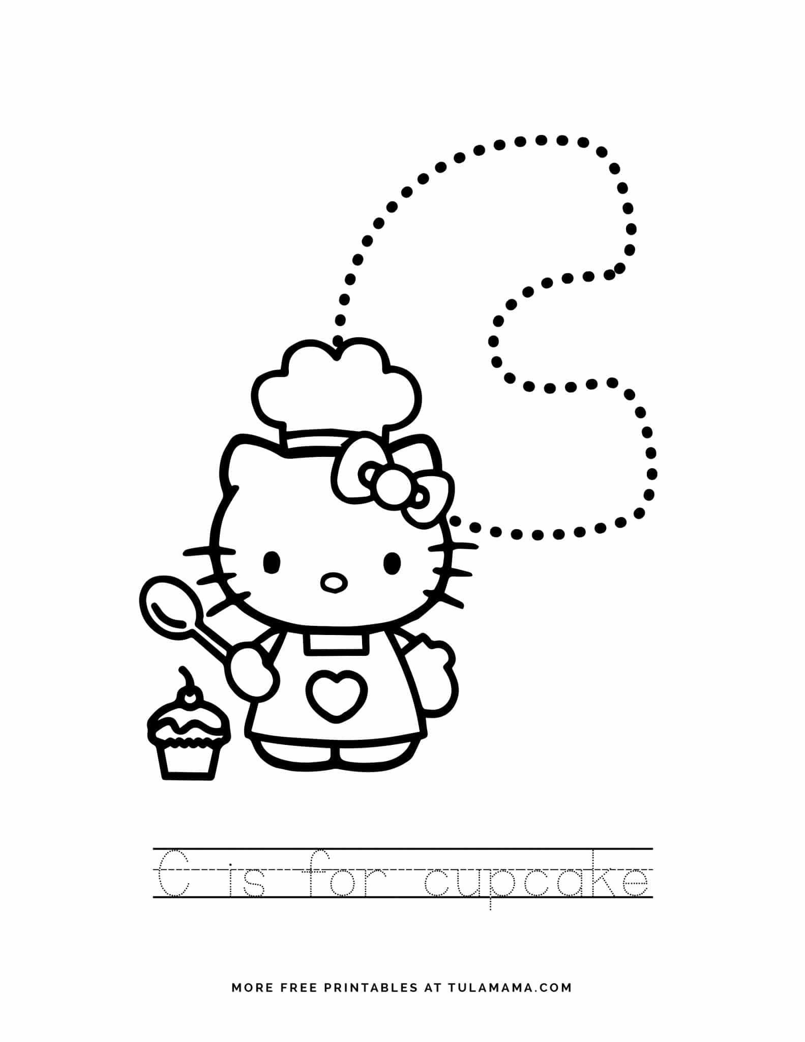 Free Printable Hello Kitty Tracing Letters Worksheets | Letter Tracing