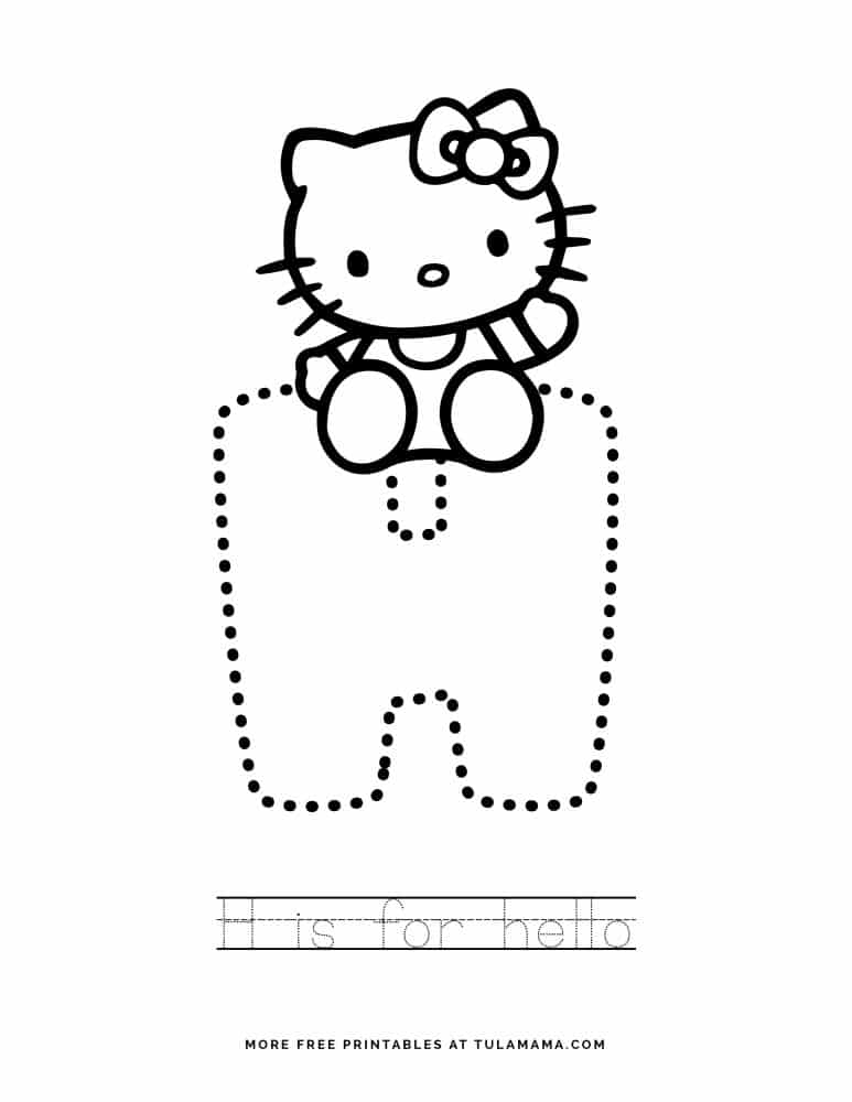 free printable hello kitty tracing letters worksheets tulamama