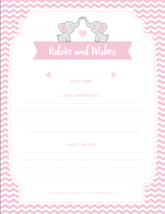 Pink Farm Pony Cow Sheep Owl Printable Baby Shower Wishes for Baby Advice Cards