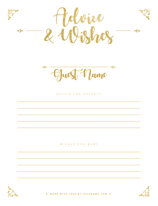 Free Wishes For Baby Printable Tulamama