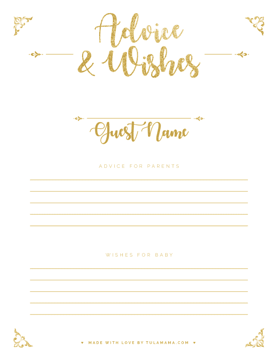 Free Wishes For Baby Printable - Tulamama