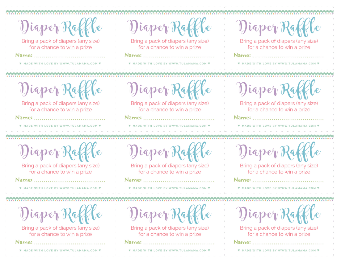 Diaper Raffle Tickets Free Printables