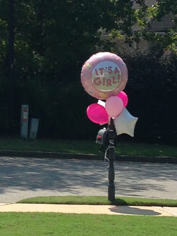 party balloons on mailbox