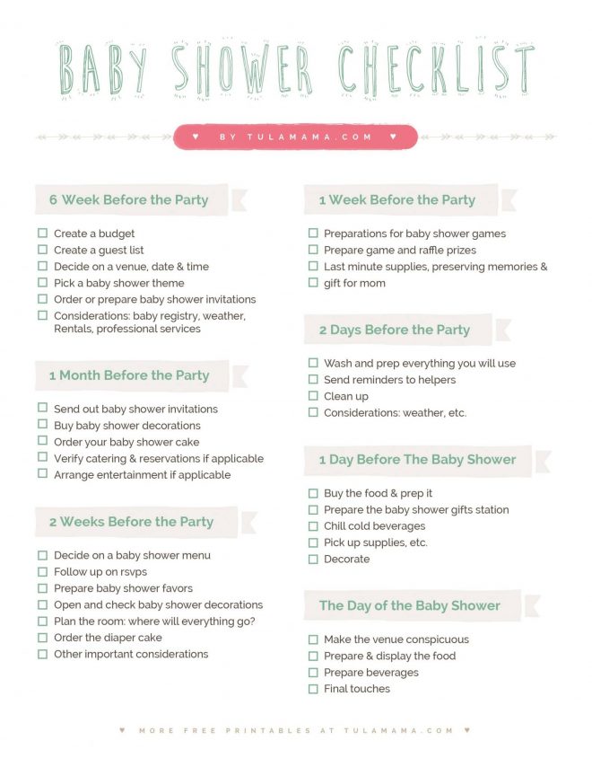 The Only Baby Shower Checklist You Will Need! - Tulamama