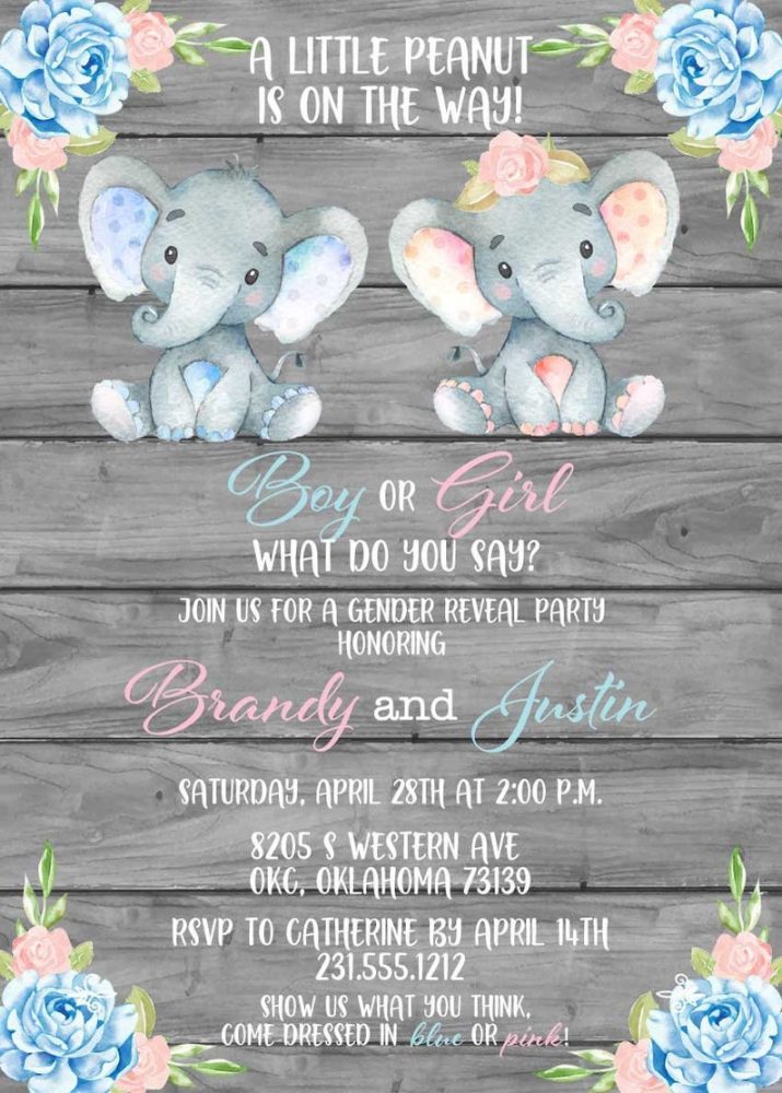 Gender reveal baby shower invitations