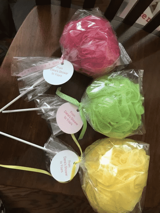 loofah lollipop favors for baby shower