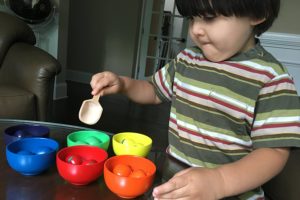 Educational toys can be used to develop gross and fine motor skills, plus learn about sorting, colors and counting.