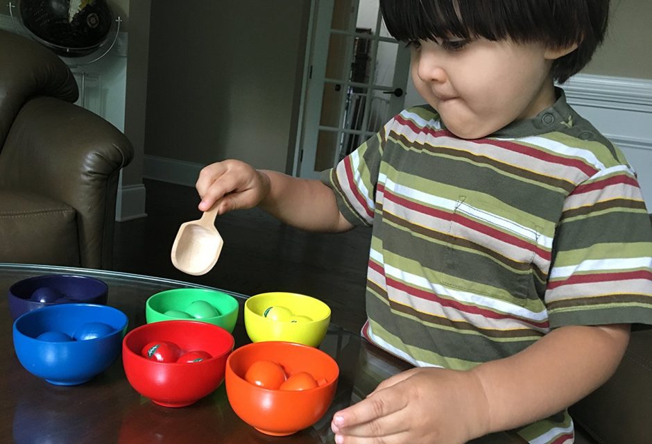 Educational toys can be used to develop gross and fine motor skills, plus learn about sorting, colors and counting.