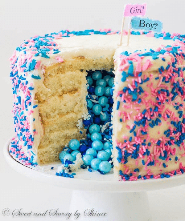 pinata gender reveal cake