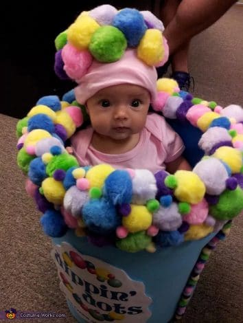 Baby Halloween costumes for girls and for boys. Lots of funny and unique ideas for twins, for mom and baby, for newborns, for baby in a stroller or baby in a carrier or wagon. #babyhalloween #costumes #scary