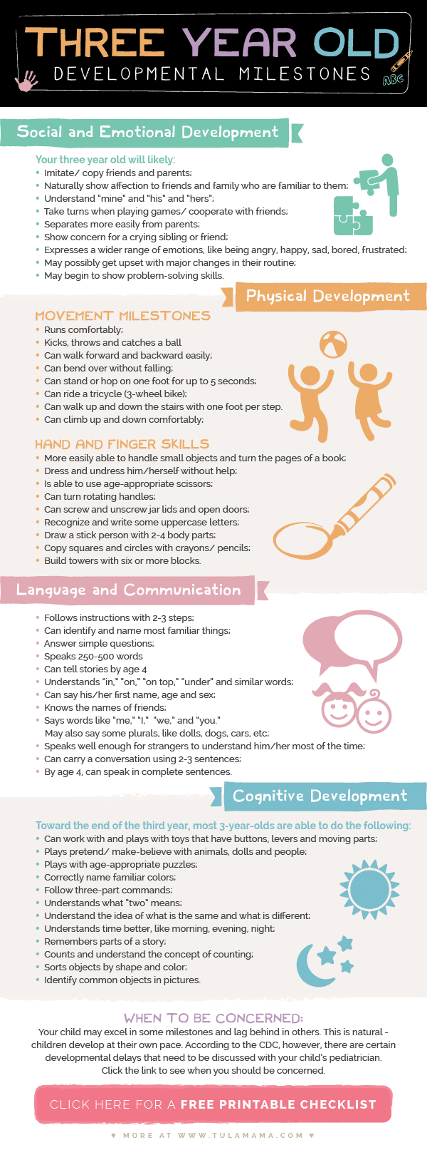 TulaMama Three Year Old Milestone Infographics 