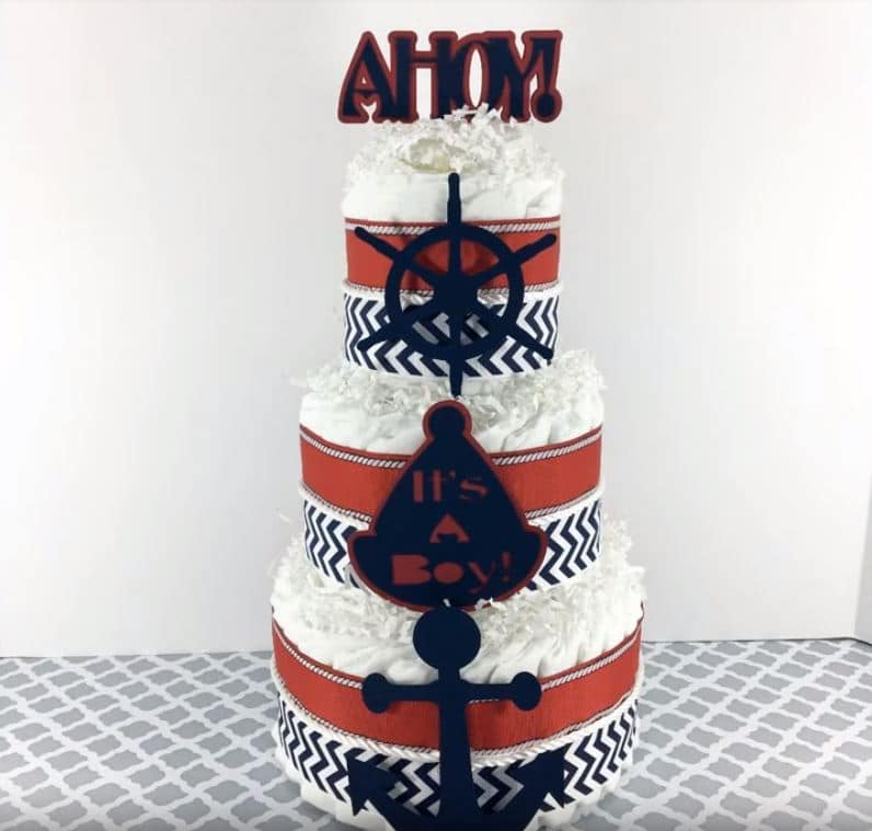 Nautical diaper cake