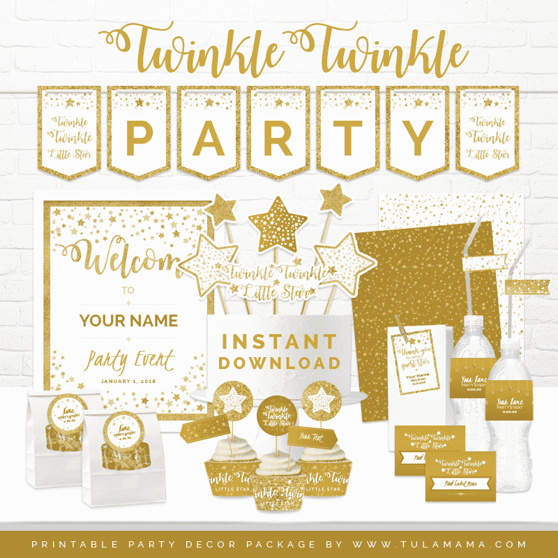 Twinkle Twinkle Little Star Party Baby Shower Printables Tulamama