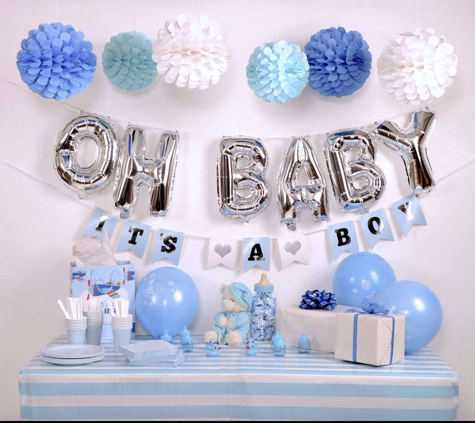 AYUQI Baby Shower Decorations, Blue White Baby Shower Balloons