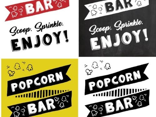 Free Printable Popcorn Bar Signs
