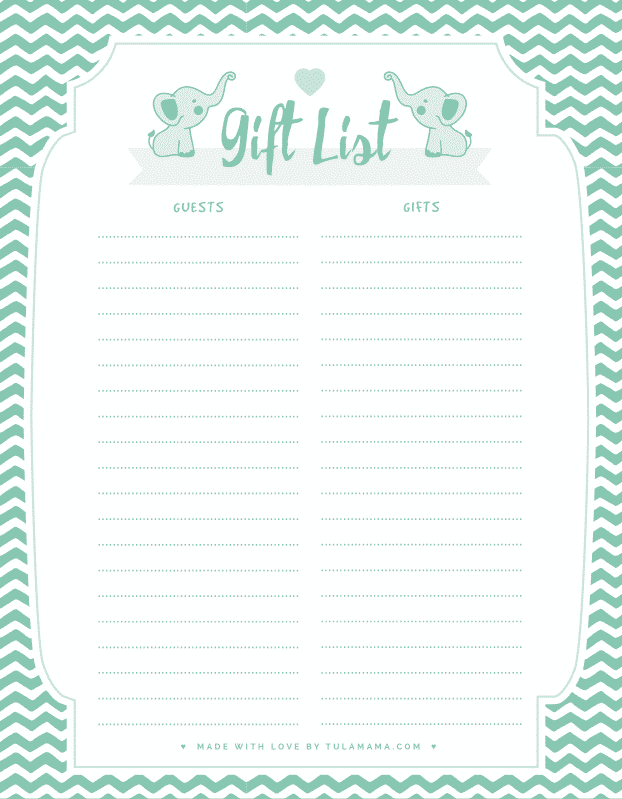 Baby shower gift store log