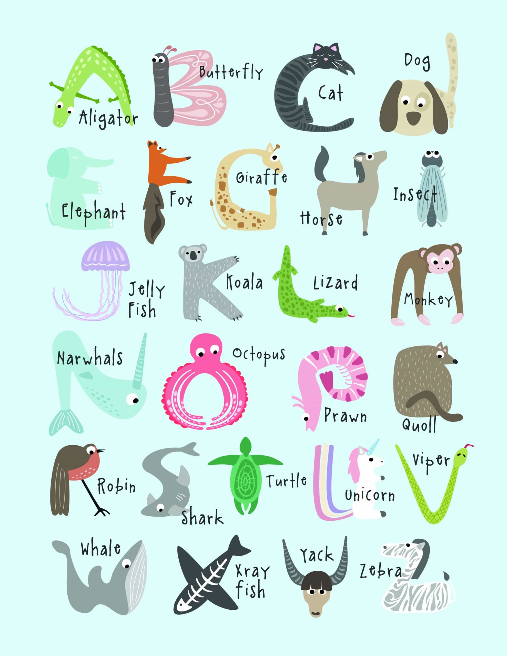 Alphabet Letters Animals
