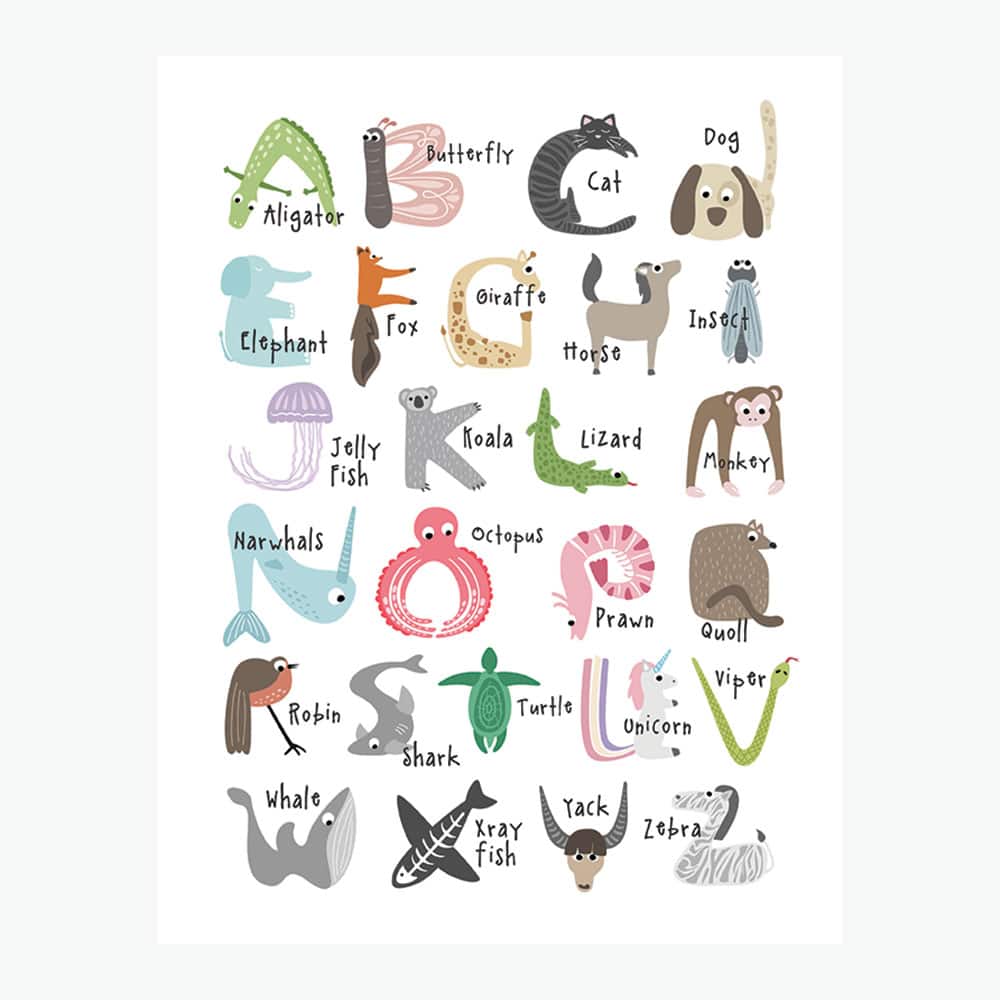 Animal Alphabet Letters - Free Printable. These are great for a nursery, preschool or playrooms for kids. Pin it. #animalalphabet #nurserydecor #freeprintables