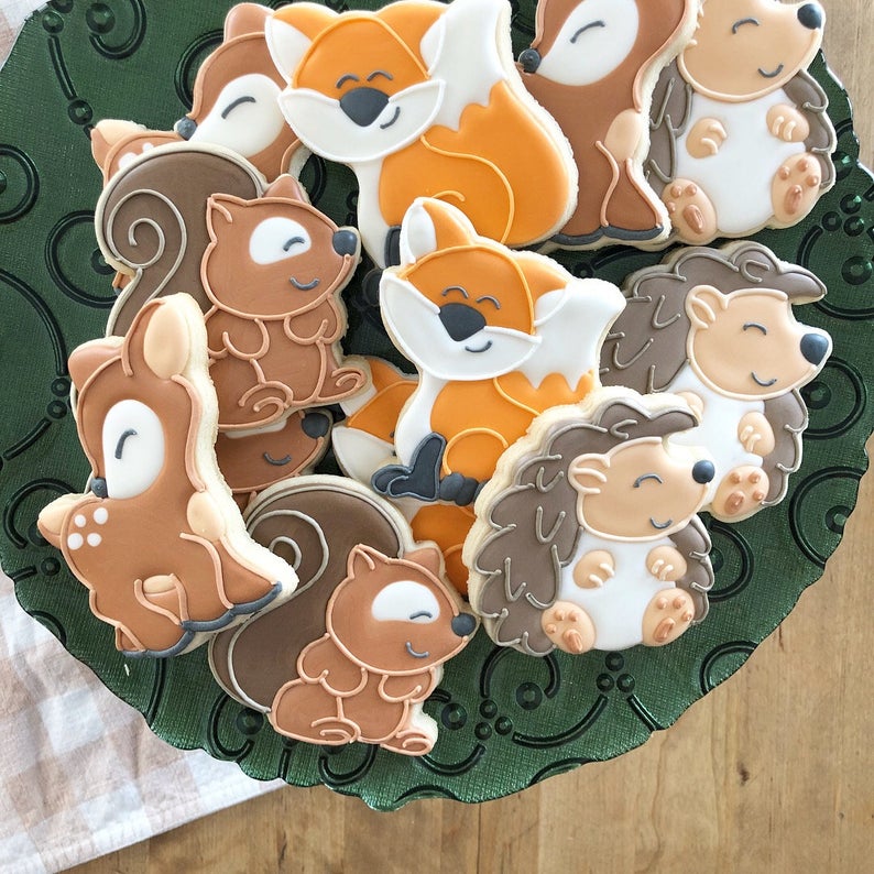 Baby shower cookies for woodland theme