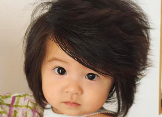 baby with beautiful hair