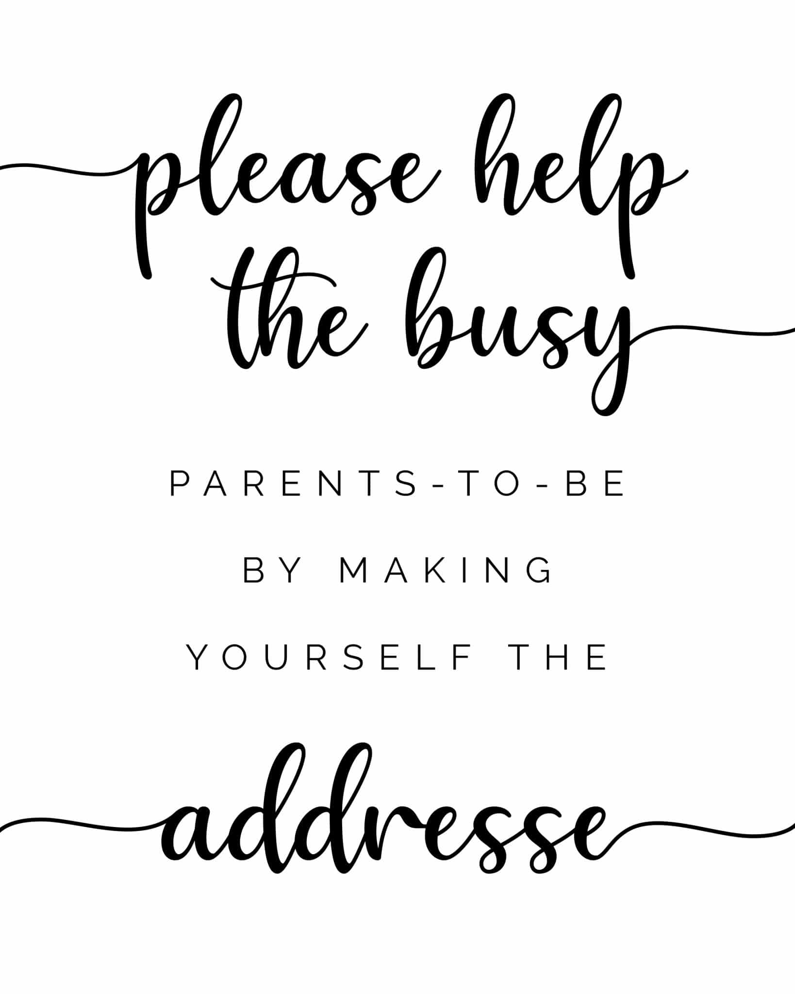 Please help the busy mom to be by making yourself the addressee - free printable