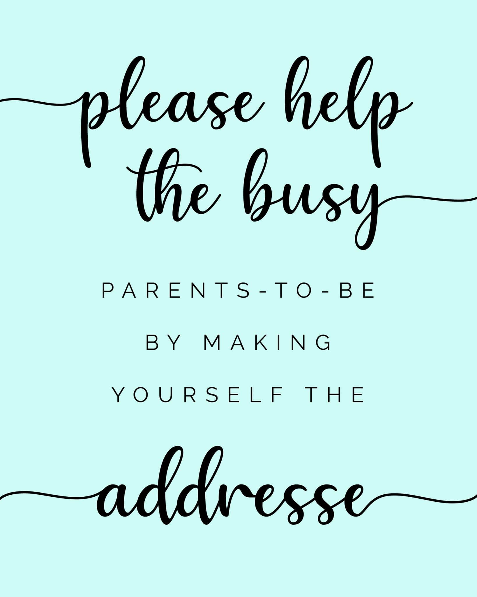 Please help the busy mom to be by making yourself the addressee - free printable