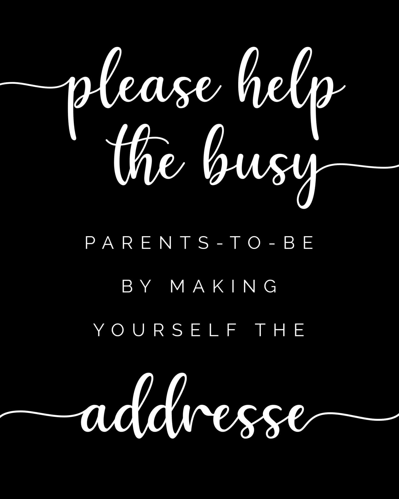 Please help the busy mom to be by making yourself the addressee - free printable