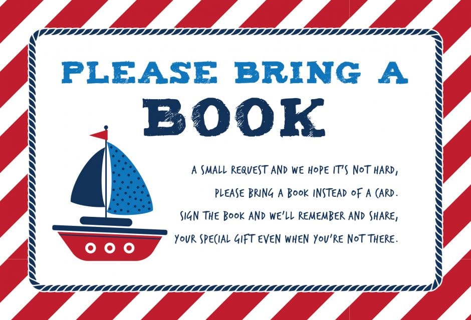 please bring a book instead of a card free printable nautical theme