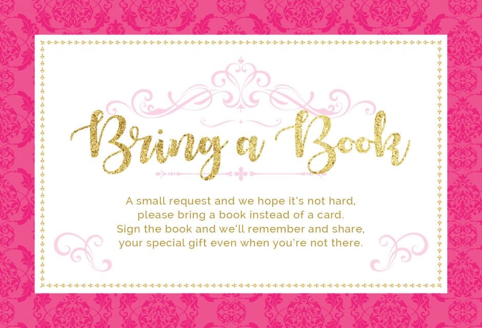 bring a book instead of a card printable princess